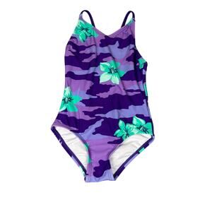 Kanu Surf Swimsuit Girls 2T Rylie Purple Teal Floral Daisy Beach Sport One Piece